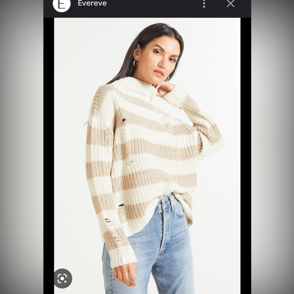 Casual, neutral distressed sweater